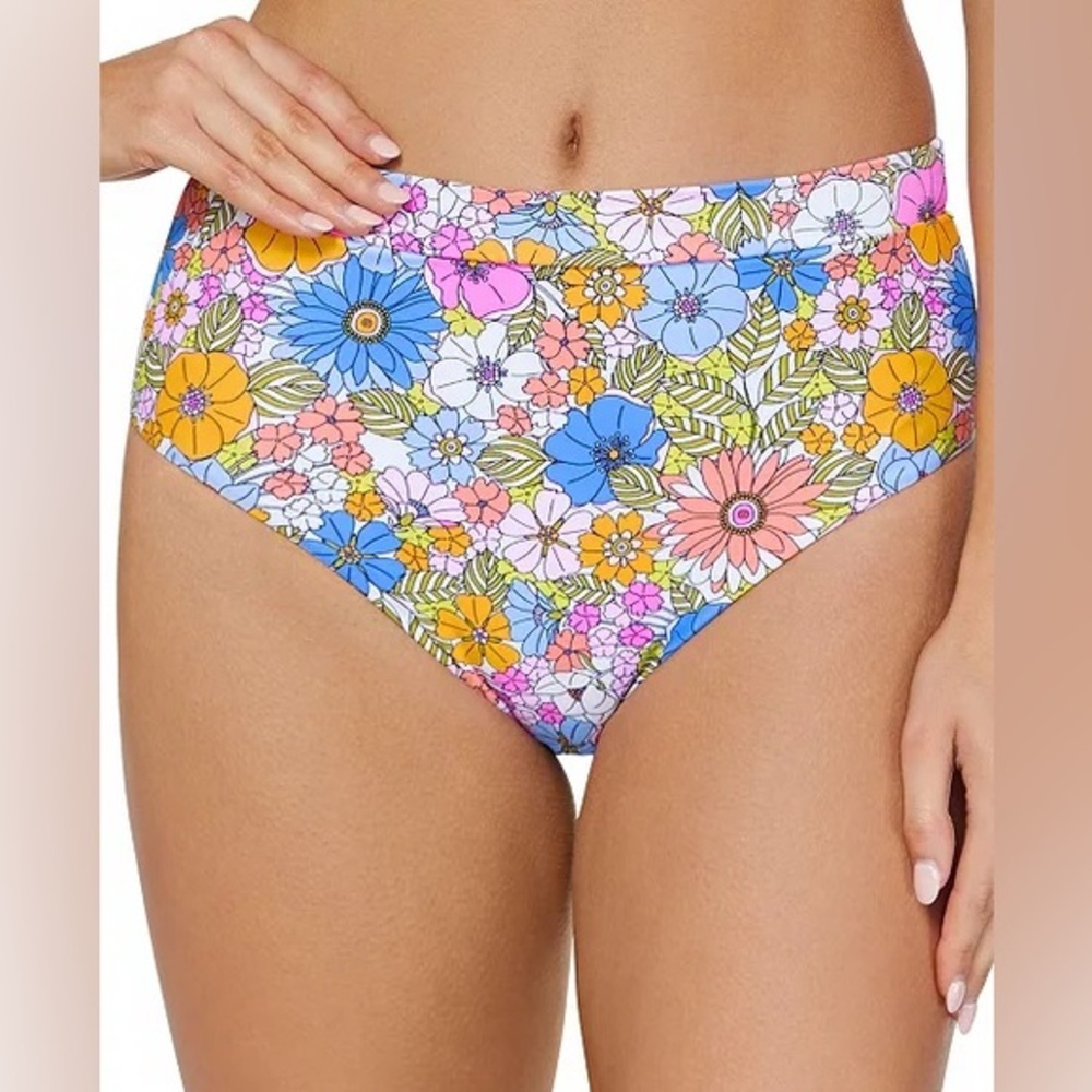 Raisins Juniors' Tropics High-Waist Bikini Bottoms Floral NWT Small